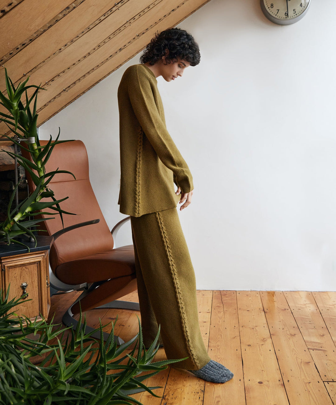 Merino blend Osprey Funnel Neck in Khaki