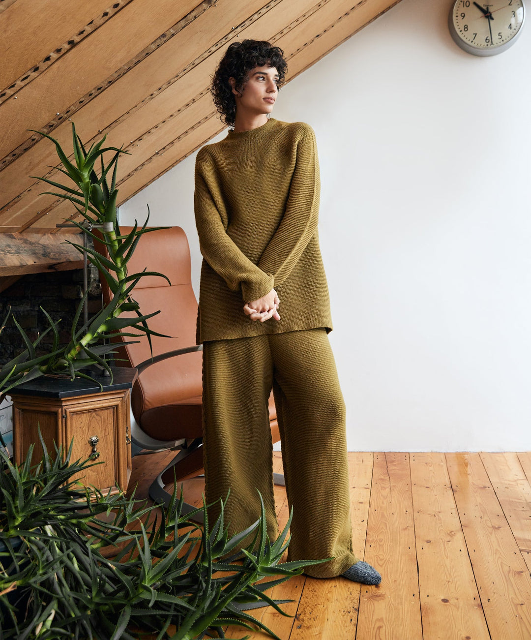 Merino blend Osprey Funnel Neck in Khaki