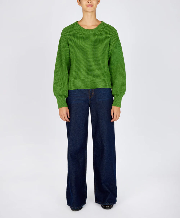 Nuada, Merino Crew Neck Sweater in Moss Green