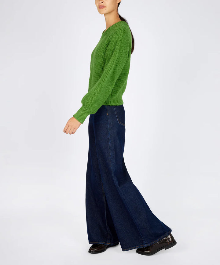 Nuada, Merino Crew Neck Sweater in Moss Green