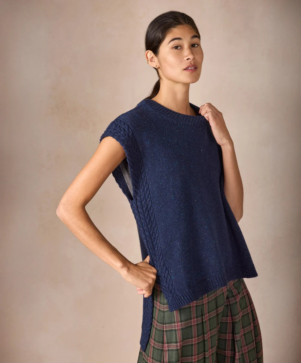 Orla Cable Vest in Navy