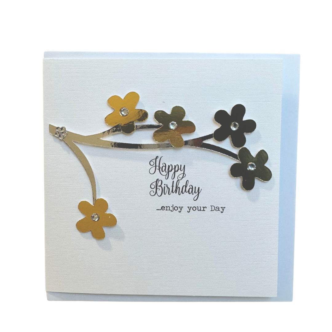 Gold Foil Flowers Birthday Card : HB191