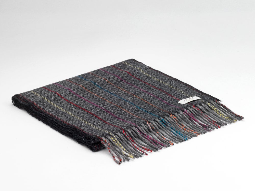 Merino Lambswool Scarf in Charcoal Rainbow