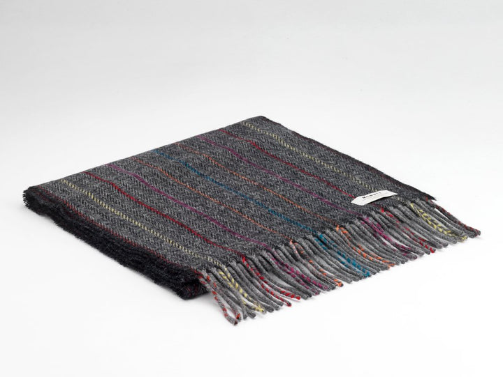 Merino Lambswool Scarf in Charcoal Rainbow