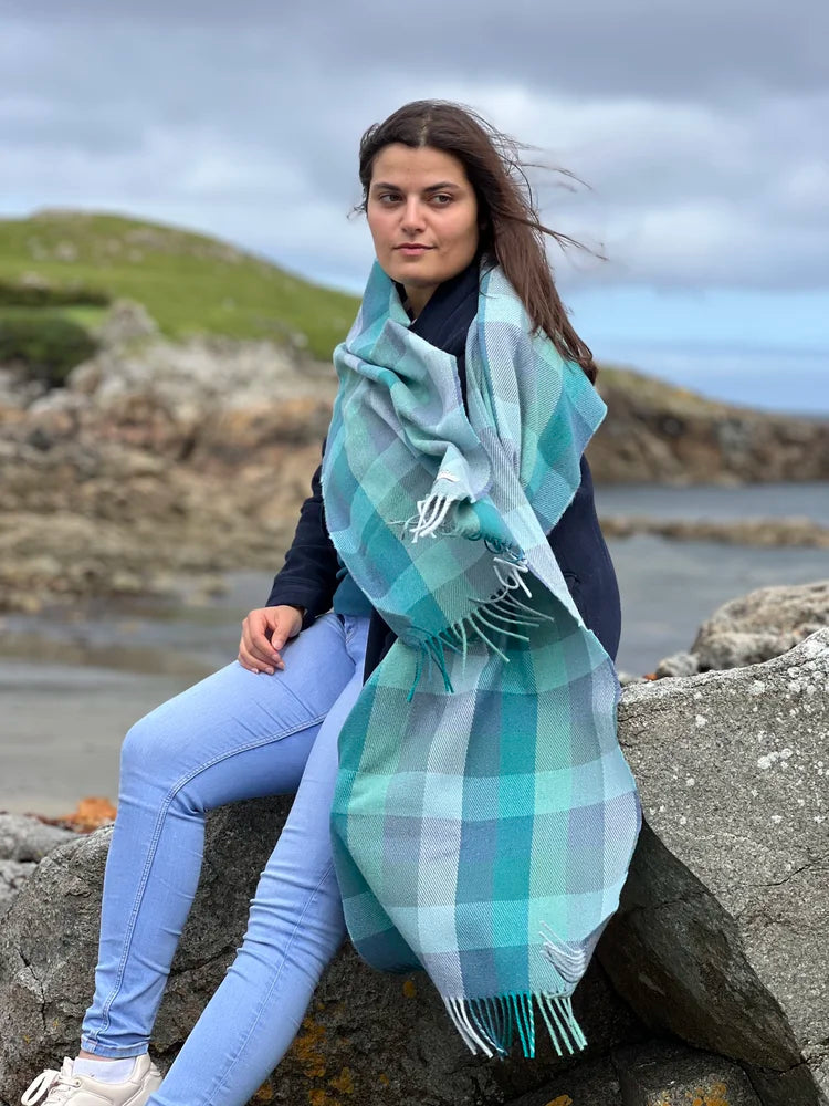 Cashmere and Merino Pashmina Wrapin Crashing Wave