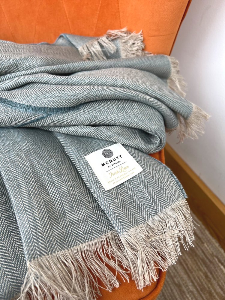 Irish Linen Throw in Dove Grey