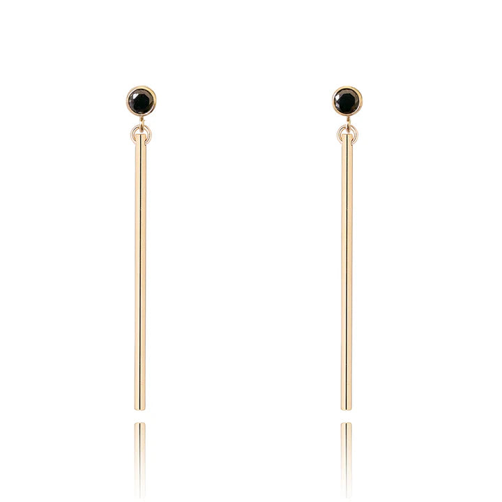 Black Glass Pendulum 14kt Goldfill Earrings
