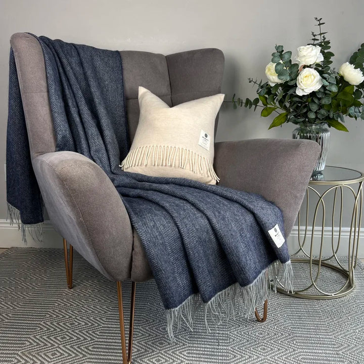 Collection Merino Wool Throw – Faded Denim Blue