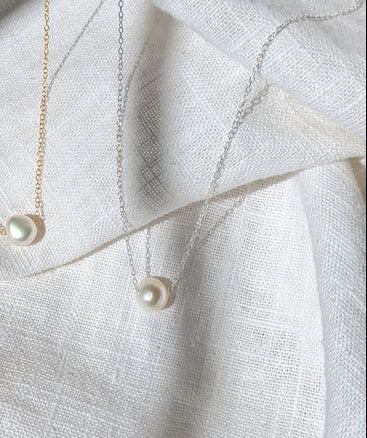 Floating Pearl Necklace on Gold Vermeil
