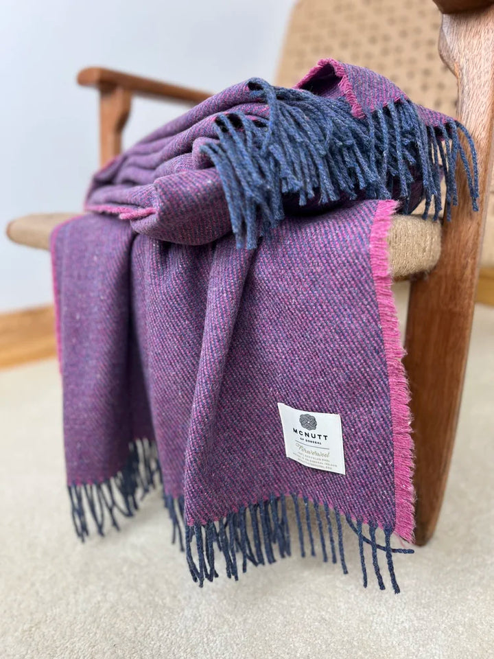 Forever Recycled Merino Wool Throw in Heather Purple