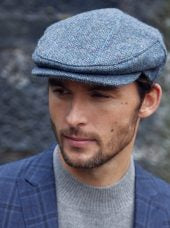 Irish Tweed Cap Grey Denim Herringbone