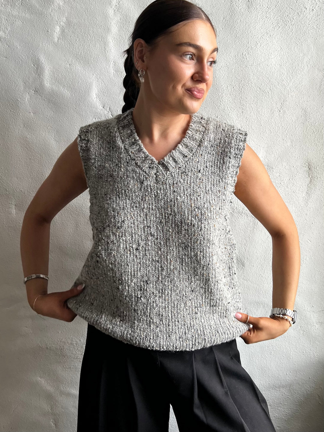Grey V Neck Vest