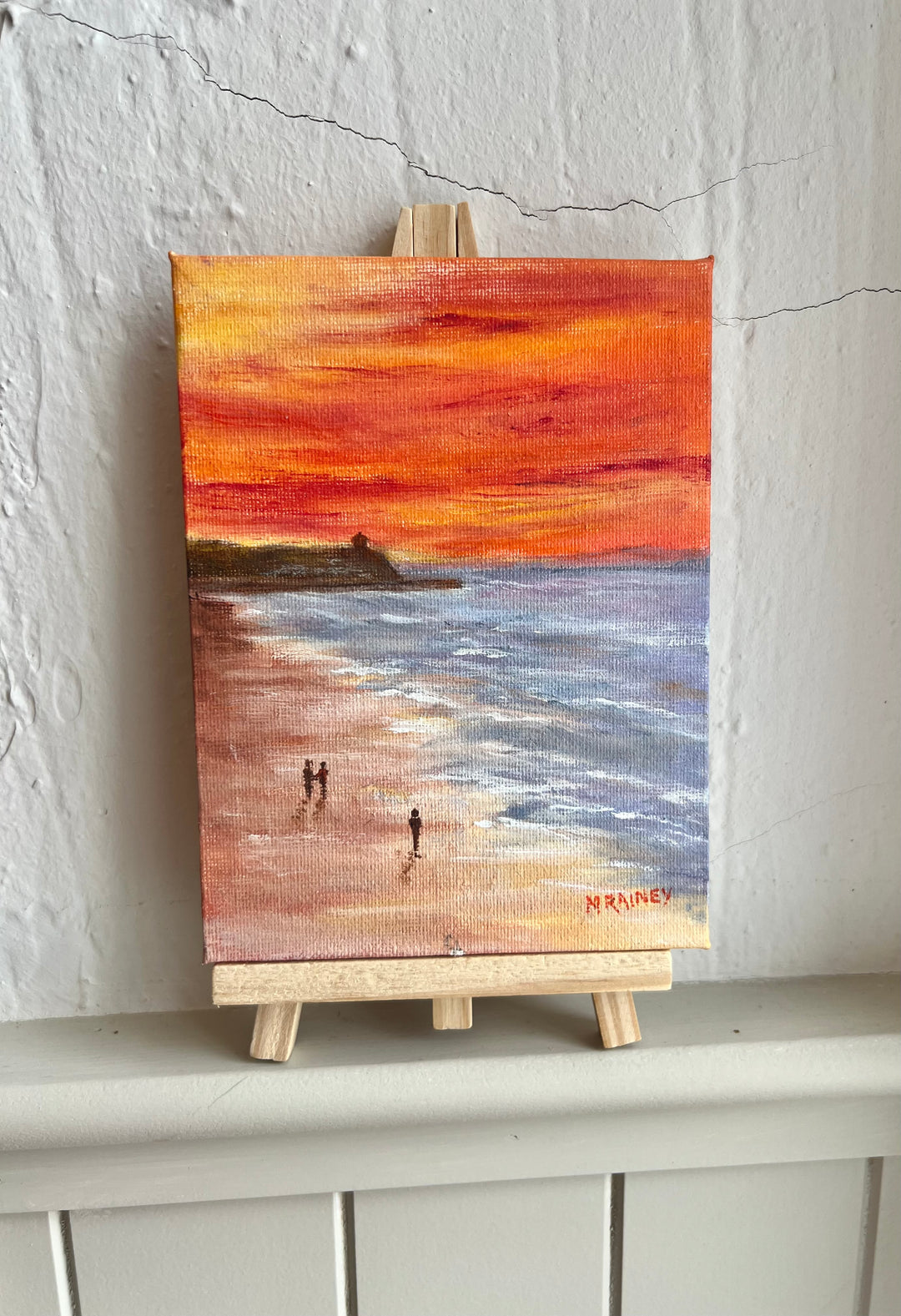 Portstewart Strand at Sunset– Small Easel Oil Painting