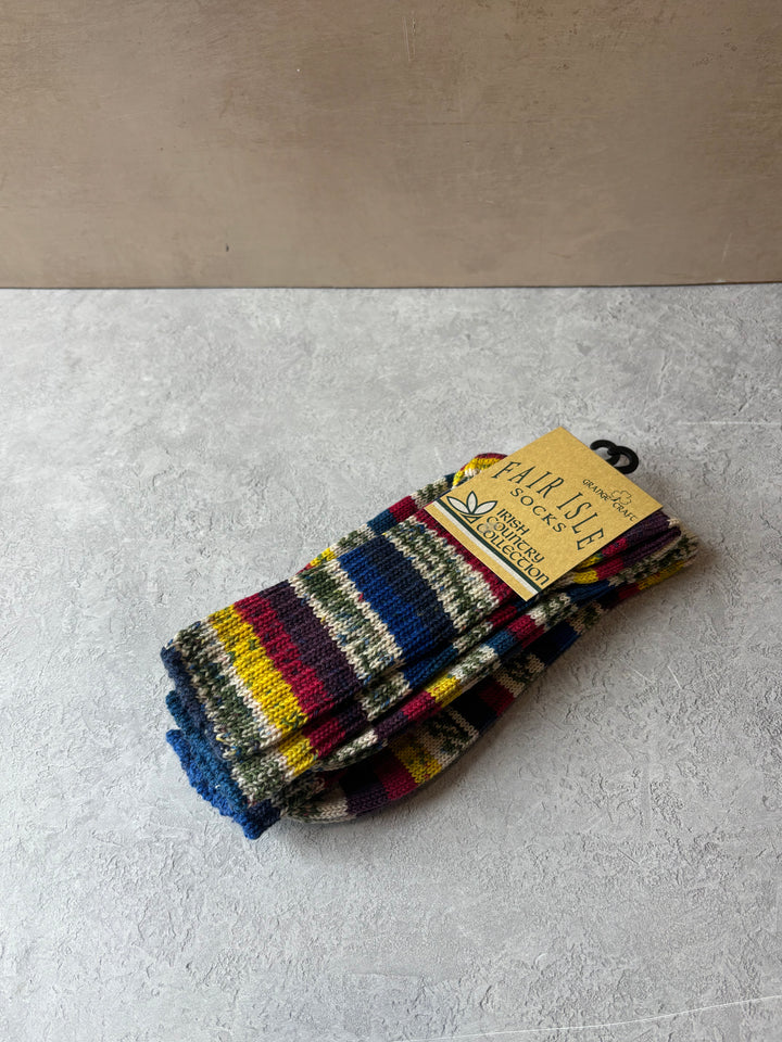 Fair Isle Socks Multi Colour Size Medium