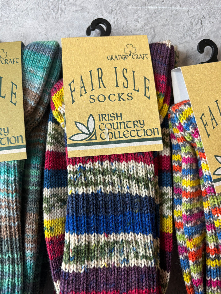 Fair Isle Socks Multi Colour Size Medium