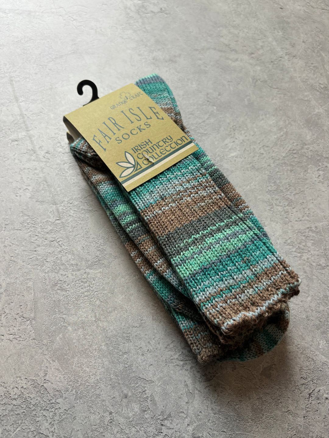 Fair Isle Socks Blue,Brown & Green Size Medium