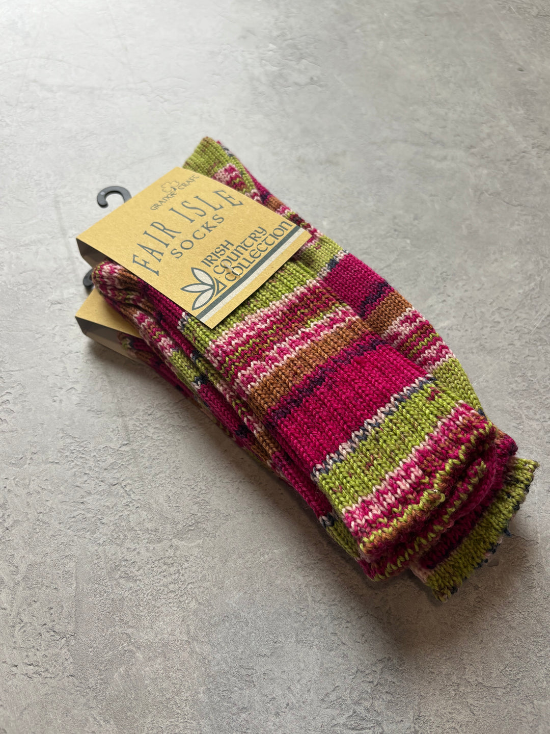 Fair Isle Socks Raspberry Rose Size Med