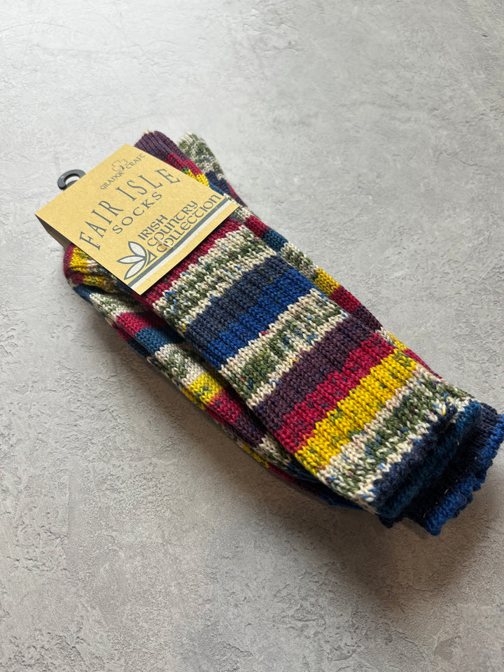Fair Isle Socks Multi Colour Size Medium