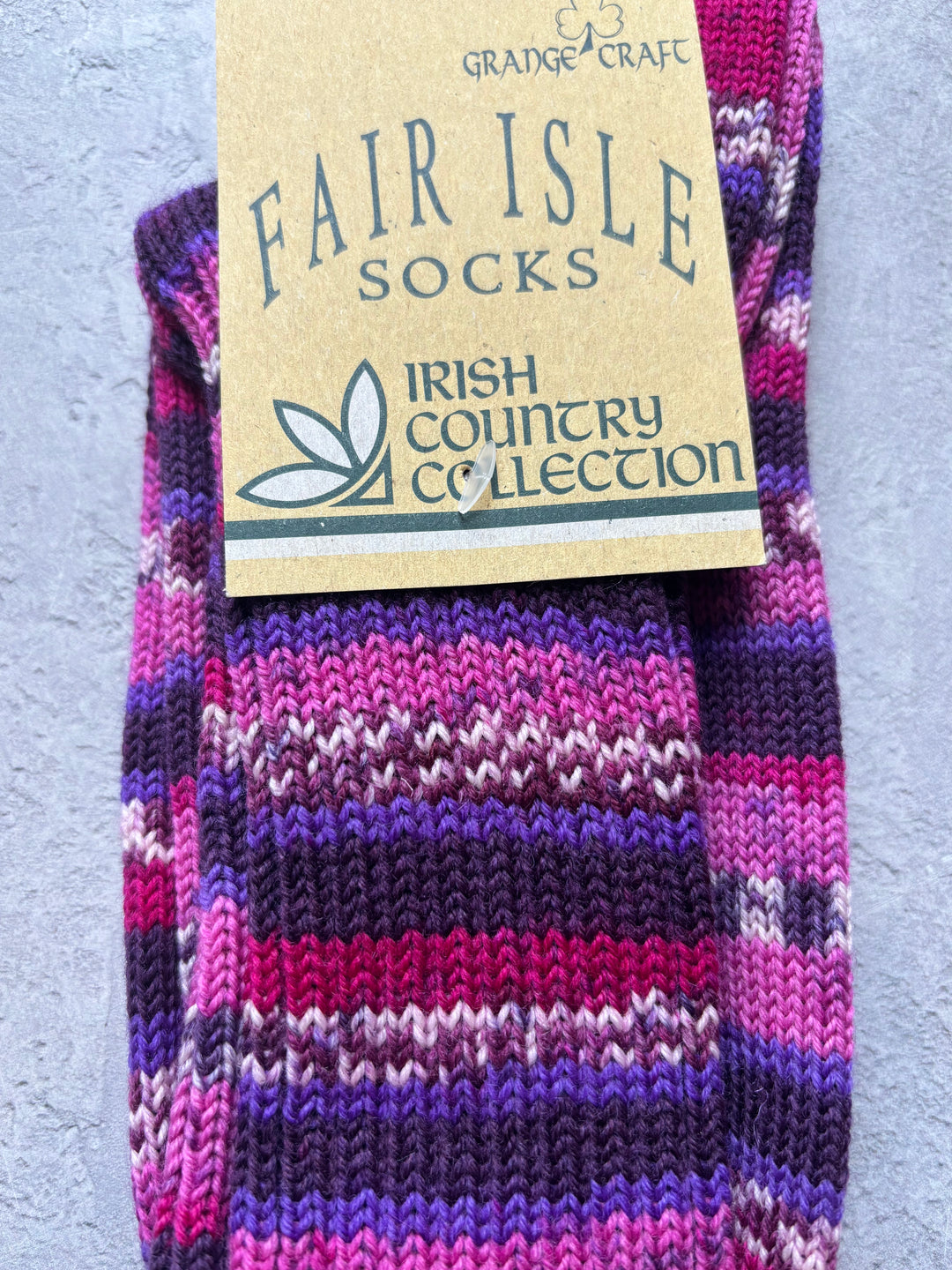 Fair Isle Socks Pink Berry Size Med
