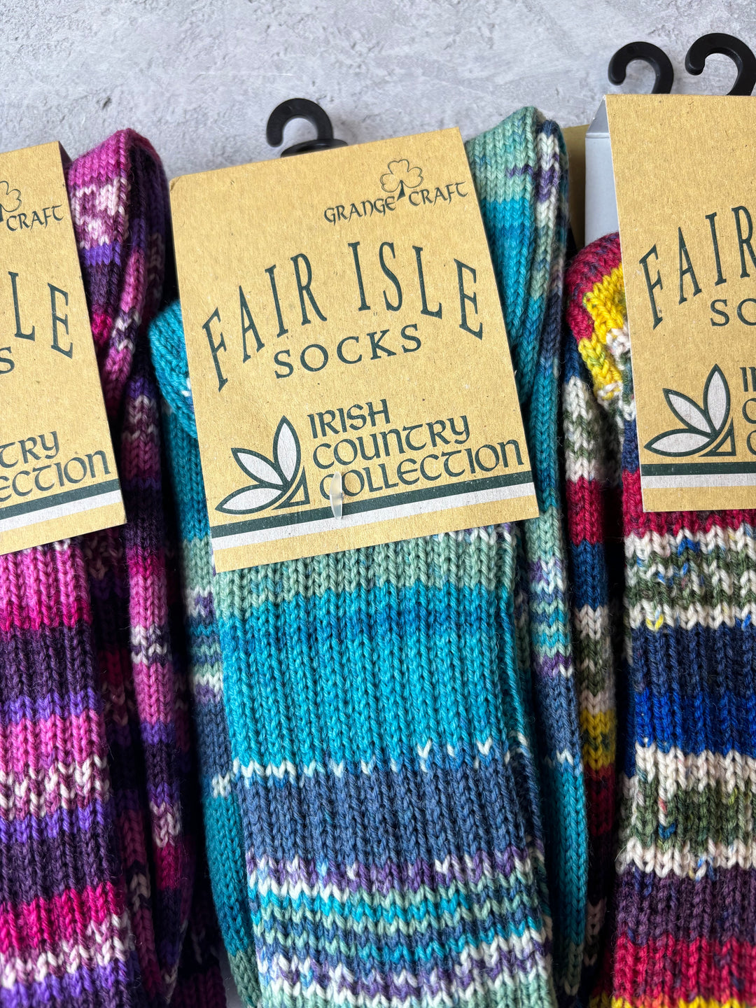 Fair Isle Socks Blue & Green Size Med