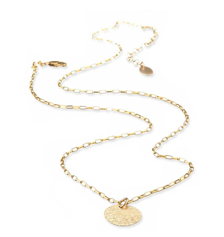 Scribble and Stone 14k Goldfill Textured Disc Necklace