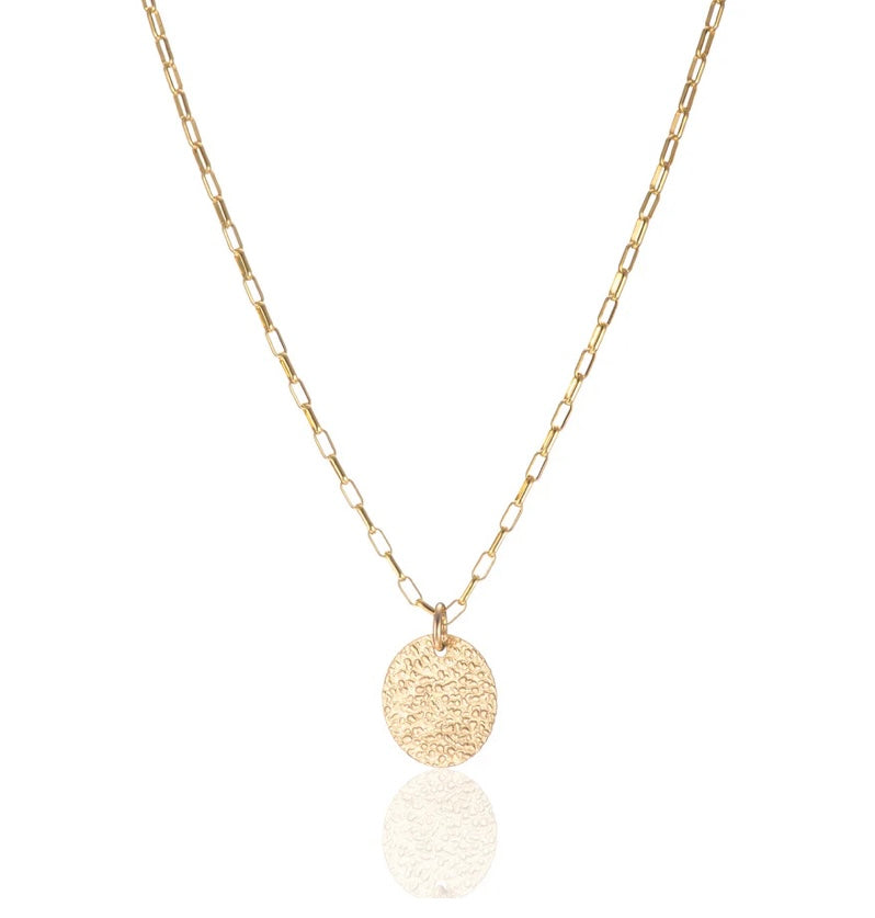 Scribble and Stone 14k Goldfill Textured Disc Necklace