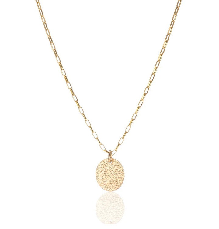 Scribble and Stone 14k Goldfill Textured Disc Necklace