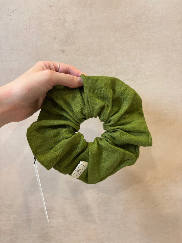 Linen Hair Scrunchie in Matcha Green