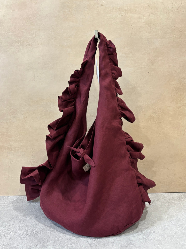 Slouchy Ruffle Bag in Acai