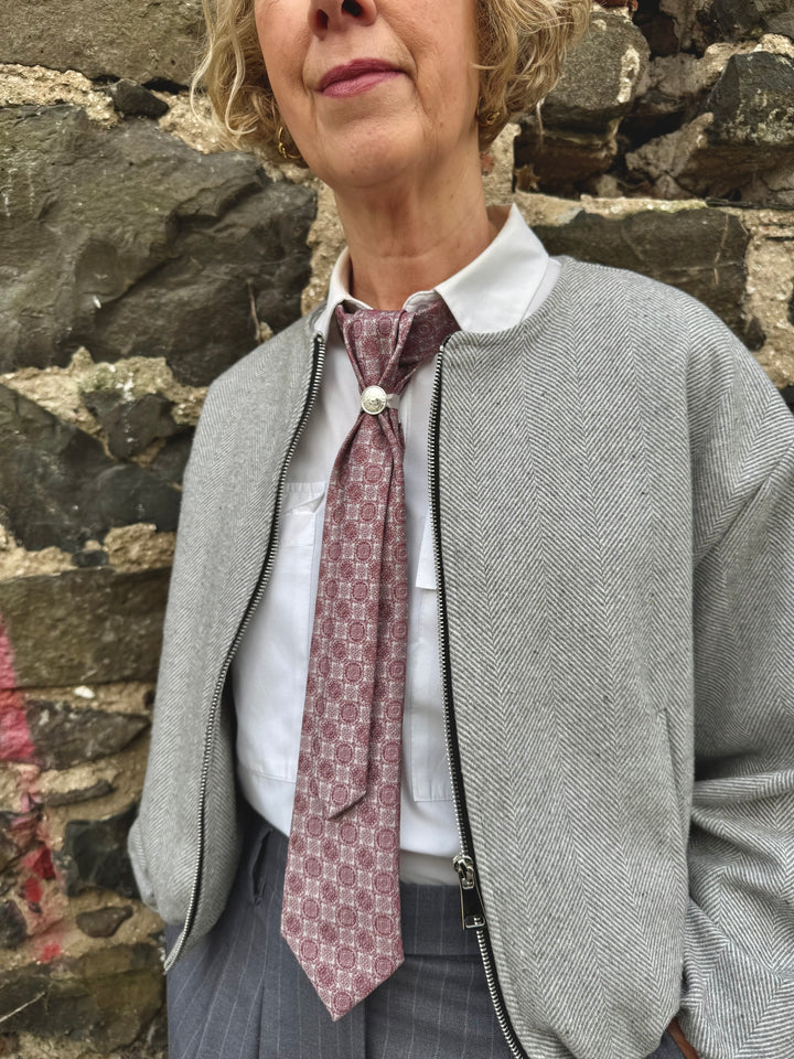 Sadie Silk Tie - in Grey, Mauve