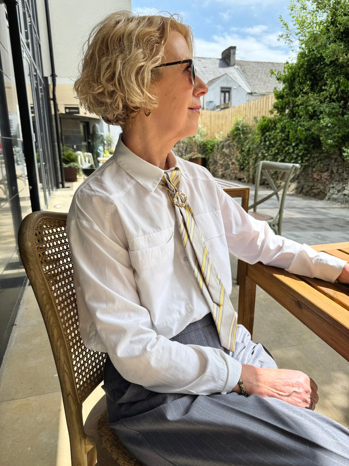 Joan Silk Tie - Grey Yellow