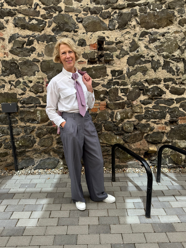 Lydia Silk Tie - in Lilac with Blue Accent