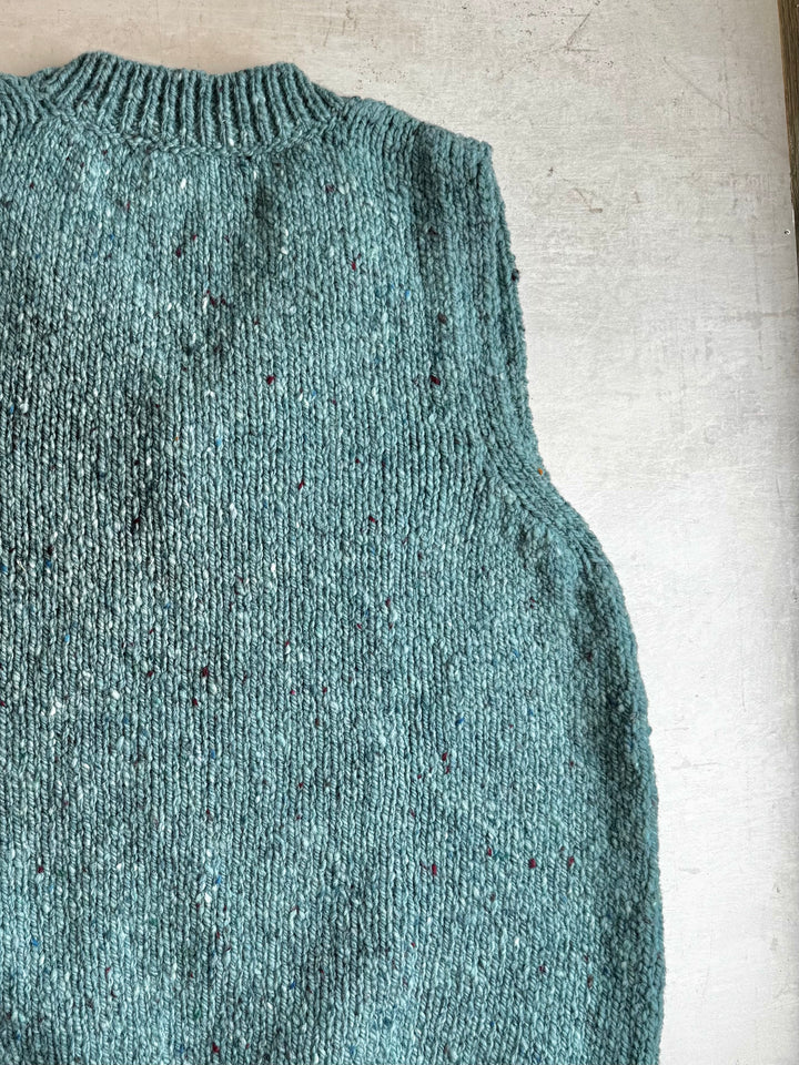 Merino/ Alpaca V Neck Vest in Jade Blue Green