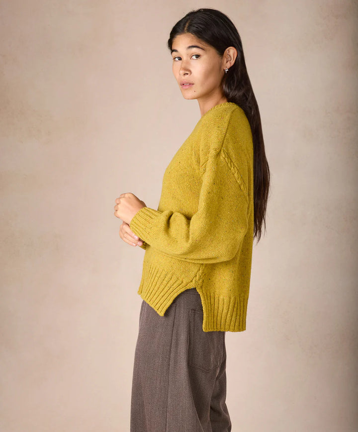 Isla Oversized Crew Neck Sweater in Lichen Yellow
