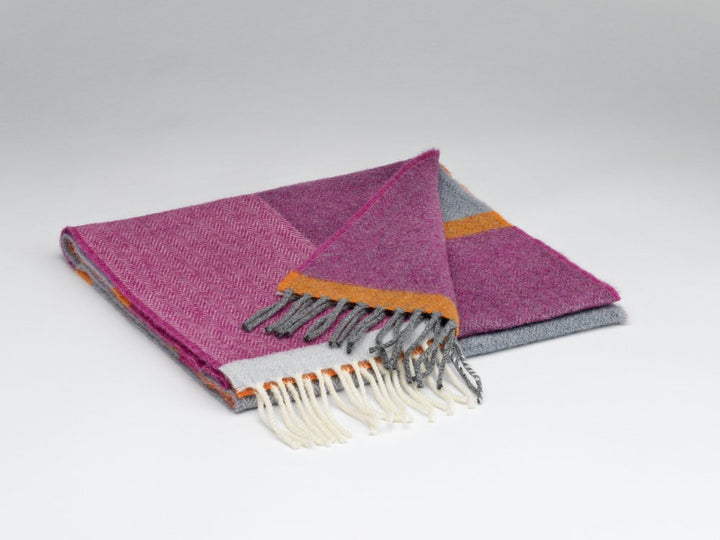 Merino Lambswool Scarf In Beetroot & Smoke