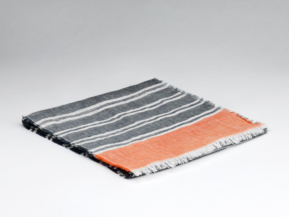 Nautical Grey & Orange Linen scarf