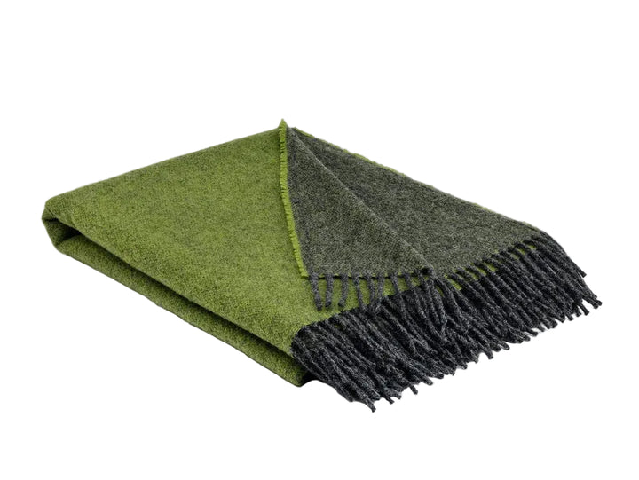 Merino Throw in Meadow Green  Reversible