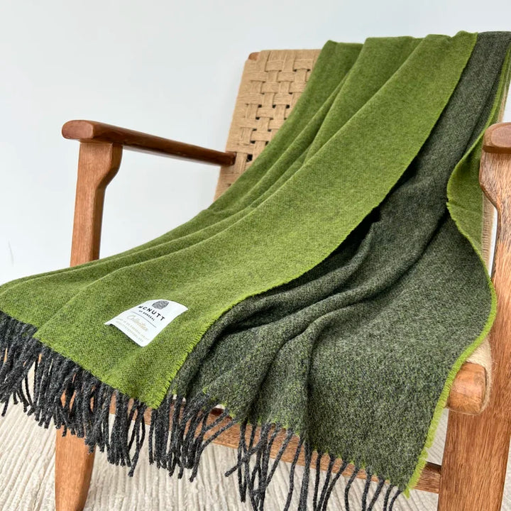 Merino Throw in Meadow Green  Reversible