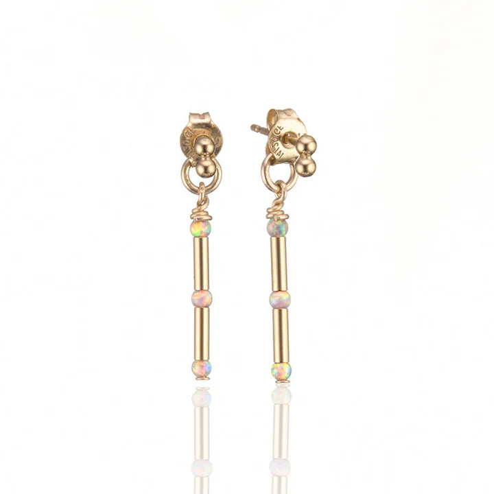Opal Sunset Linear Earrings Short 14kt Goldfill
