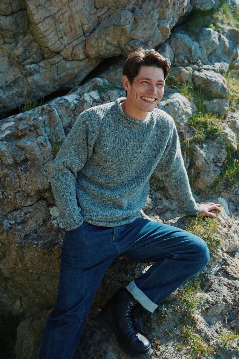 Raheen Roll Neck Mens Sweater in Grey
