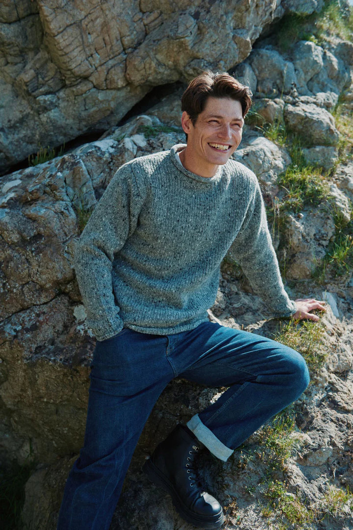 Raheen Roll Neck Mens Sweater in Grey