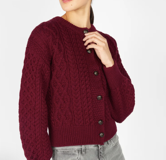 Clover Cropped Cardigan  in Claret