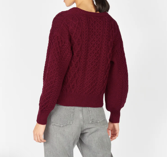 Clover Cropped Cardigan  in Claret