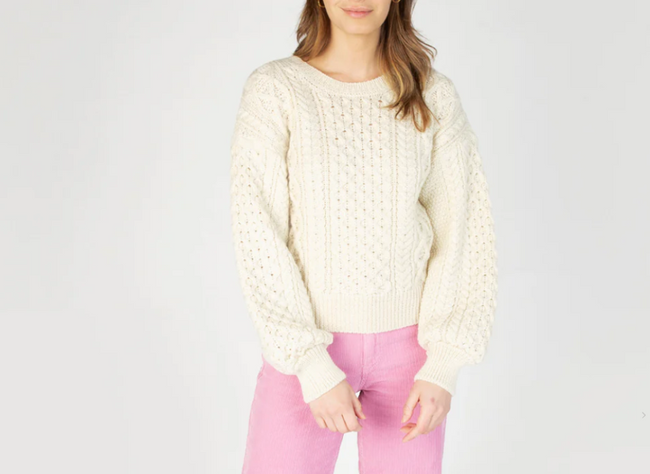 Natural Cropped Aran Sweater