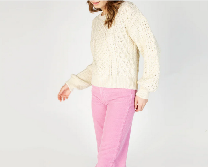 Natural Cropped Aran Sweater