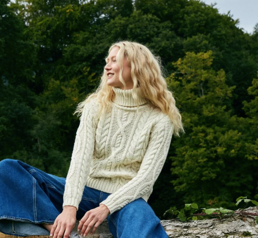 Aran Polo Neck Natural