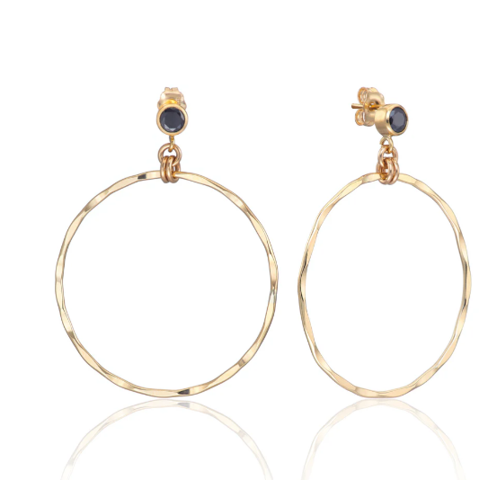 14kt Black Stone Hoops