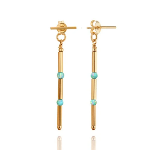 Opal Moon Linear Earrings Long