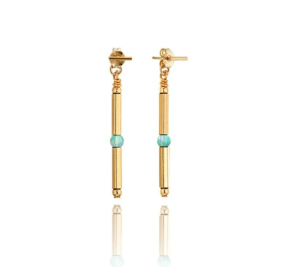 Opal Moon Linear Earrings Short