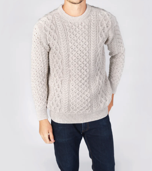 Fearnog Aran Sweater in Silver Marl